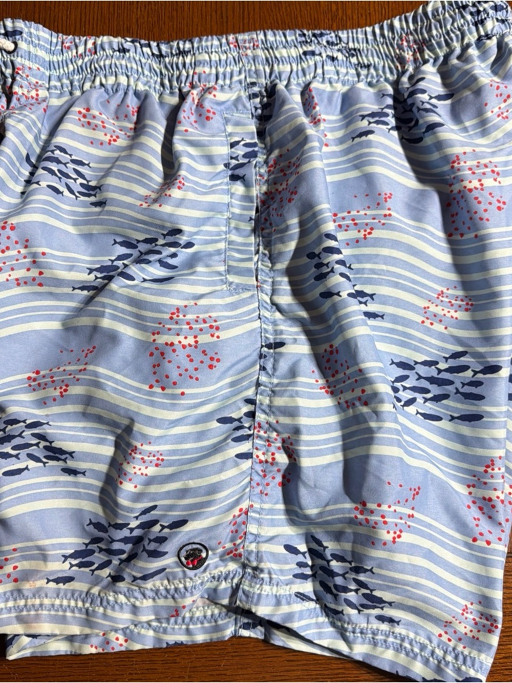 Southern Proper Light Blue Fish Print Swim Trunks Size XL